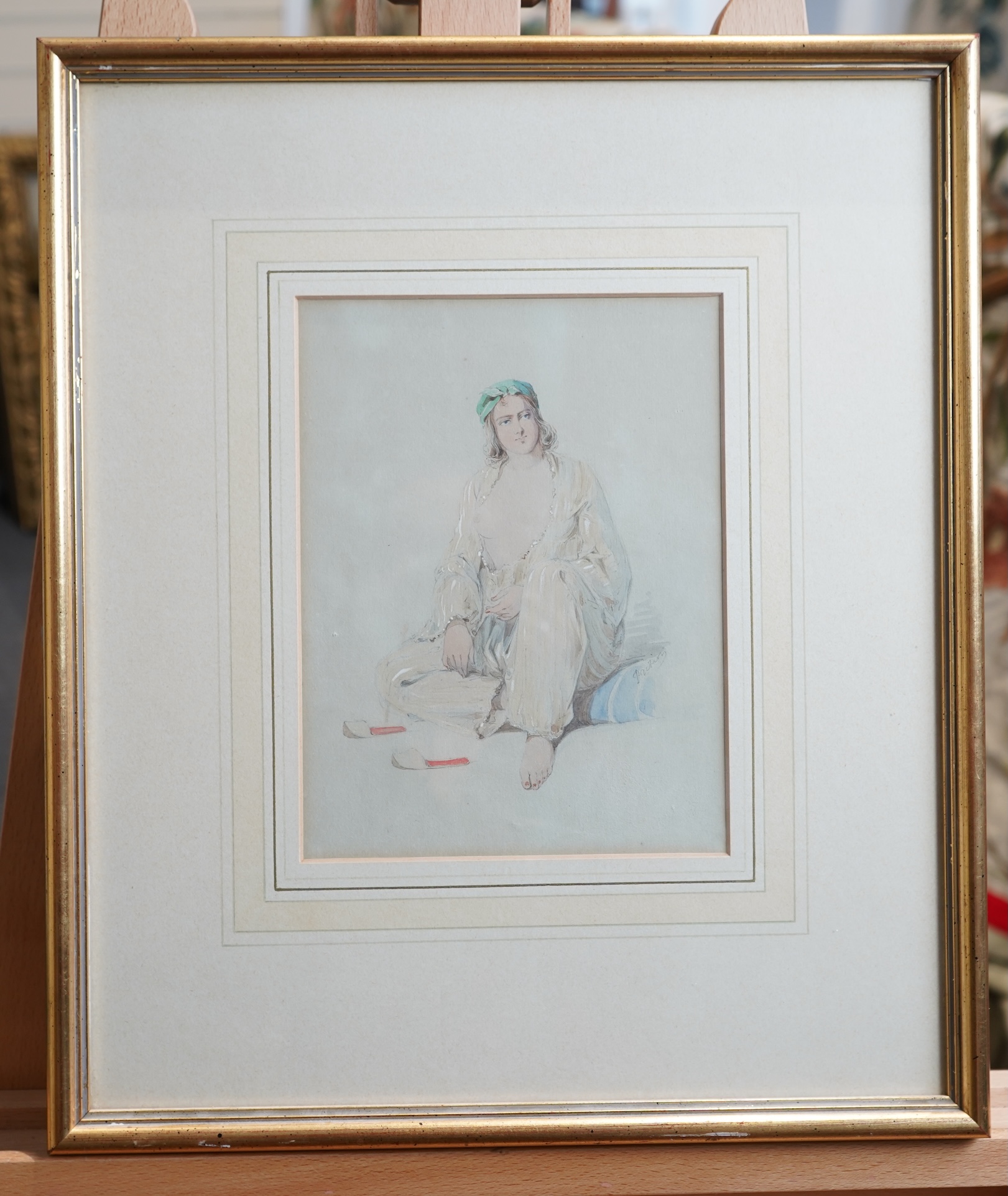 Amedeo Preziosi, Maltese 1816-1882, Study of a semi-nude woman seated on a cushion